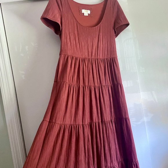 Anthropologie Dresses & Skirts - Anthropologie MAEVE Gillian Tiered Maxi Dess Pockets Stretch Burnt Orange/Red S